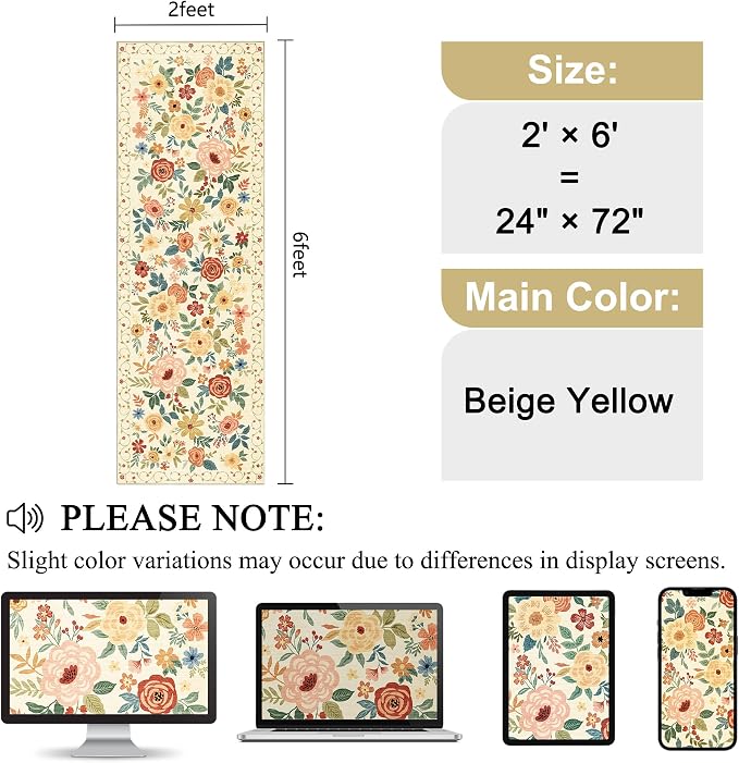 DUKINO 2x6 Runner Rug for Hallway, Washable Kitchen Runner Rug