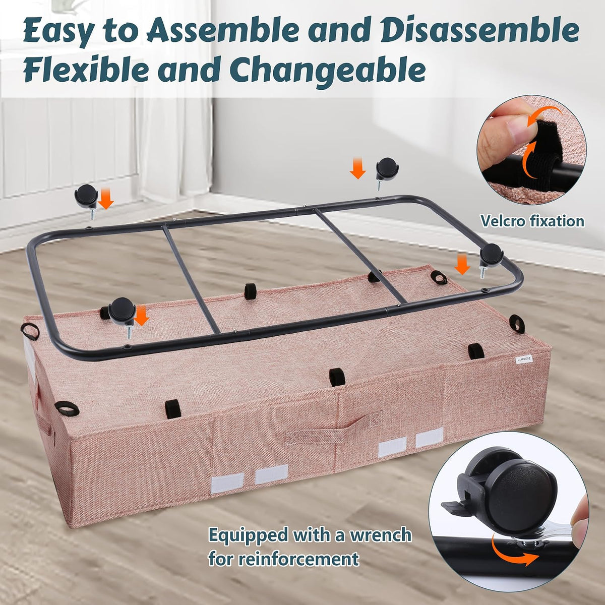 Supowin Under Bed Storage with Wheels, 2Pack Rolling Underbed Storage