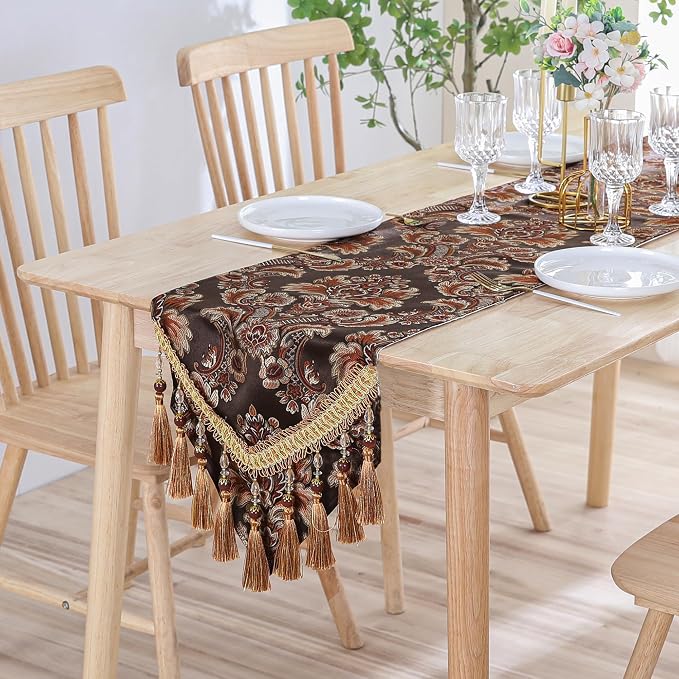 Luxury Vintage Table Runner Embroidery Jacquard Fabric