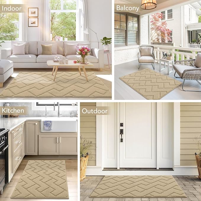 hicorfe Front Door Mat Outside Entrance, Stain and Fade Resistant, Non Slip