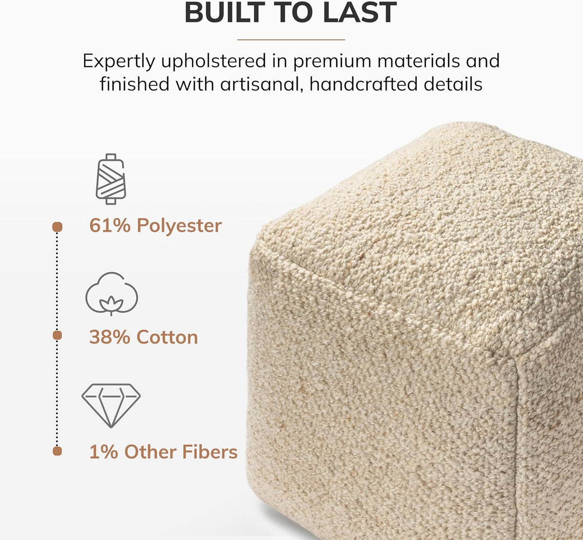 Anji Mountain 16" H x 16" W Handmade Pouf Ottoman for Living Room & Couch