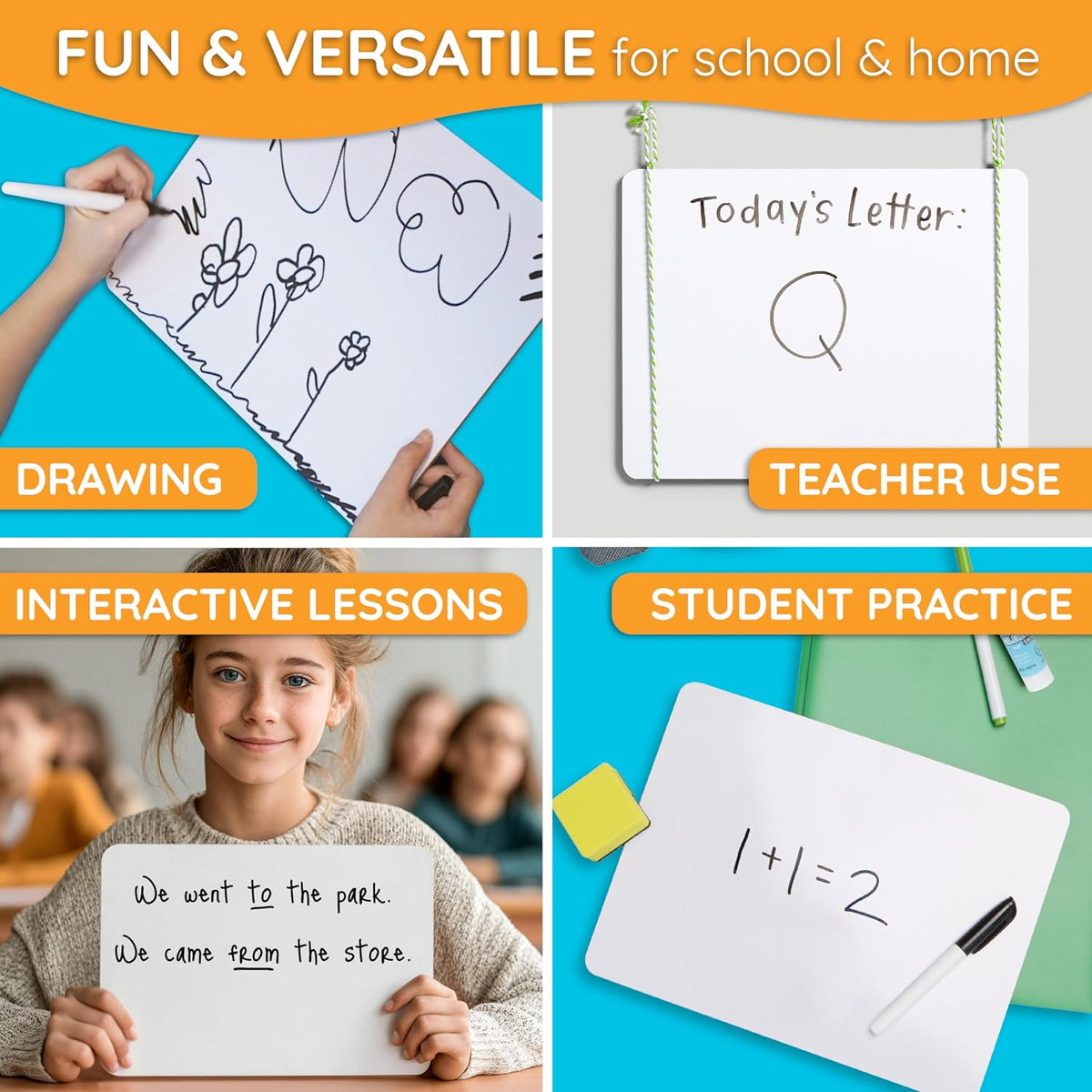 Blue Summit Supplies 30 Mini Dry Erase Boards, 9 x 12, Markers and Erasers