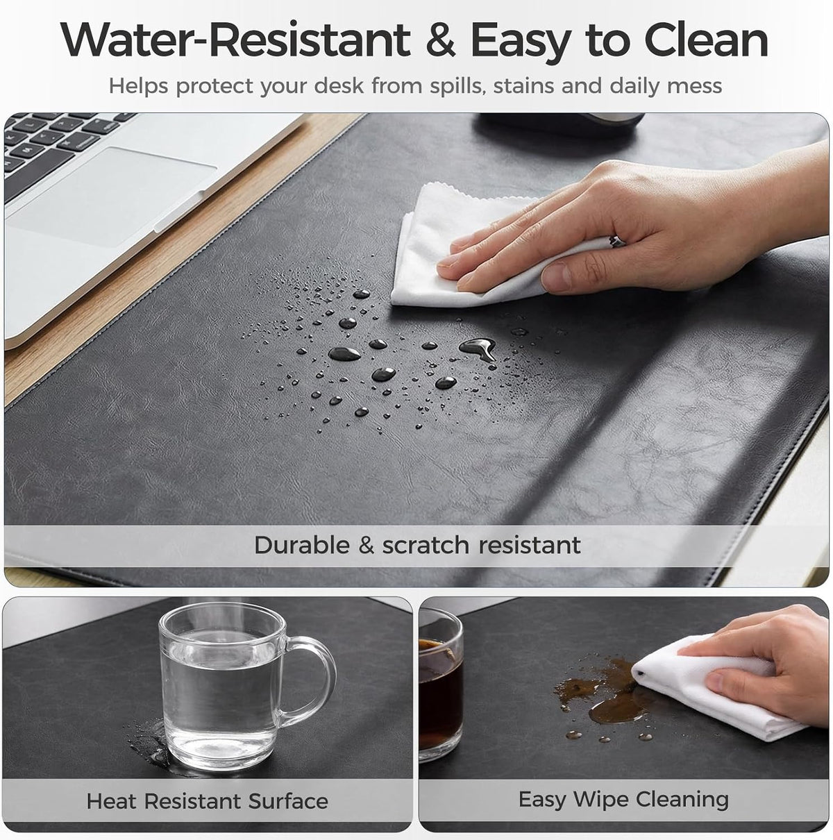 Magnetic Desk Mat System with Wrist Support 80×40cm, Premium Leather Desk Pad with Magnetic Accessories, Waterproof Non-Slip Desk Organizer for Office & Gaming
