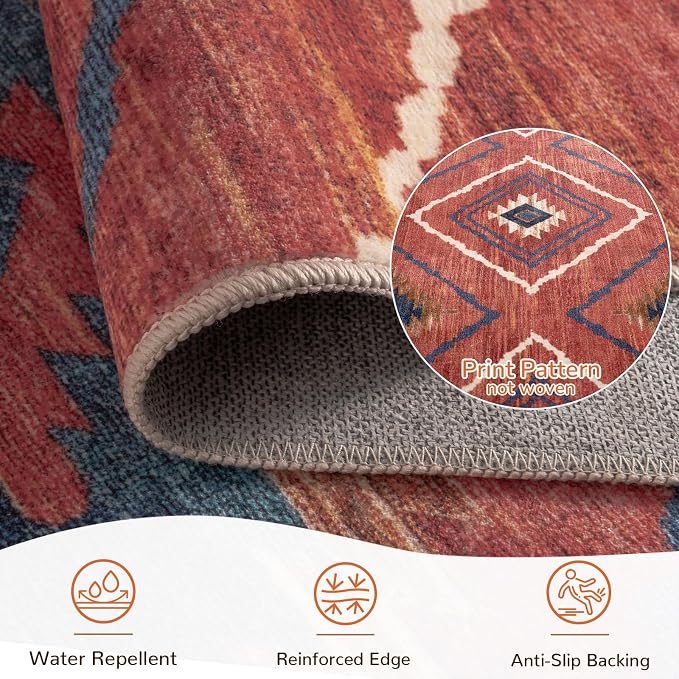 BESTSWEETIE Area Rug 6x9 Rug Machine Washable Non-Slip Low Pile Print Pattern