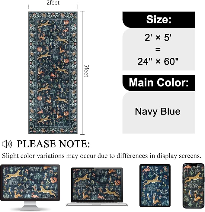 DUKINO 2x5 Rug for Hallway, Washable Kitchen Runner Rug