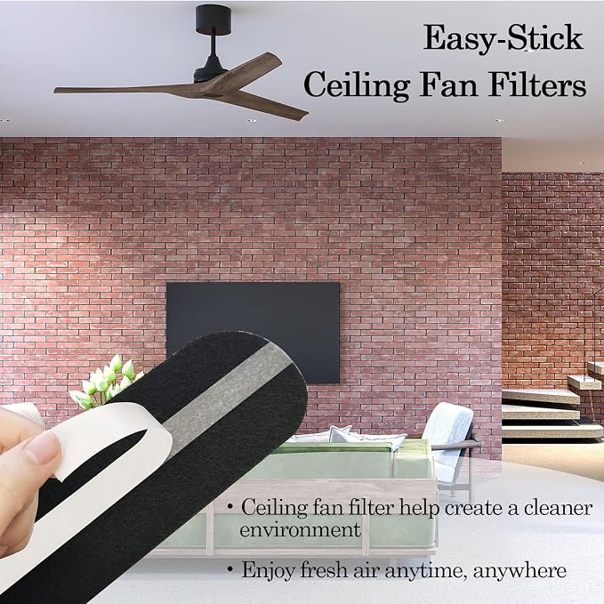 15 Pcs Ceiling Fan Filters for Blades, Easy-Stick Activated Coconut Shell