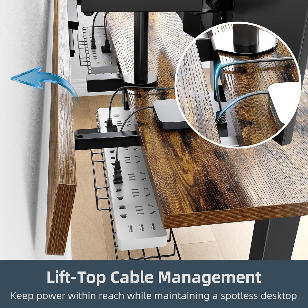 60 x 30 Inch Electric Standing Desk with Flip-Top Cable Management
