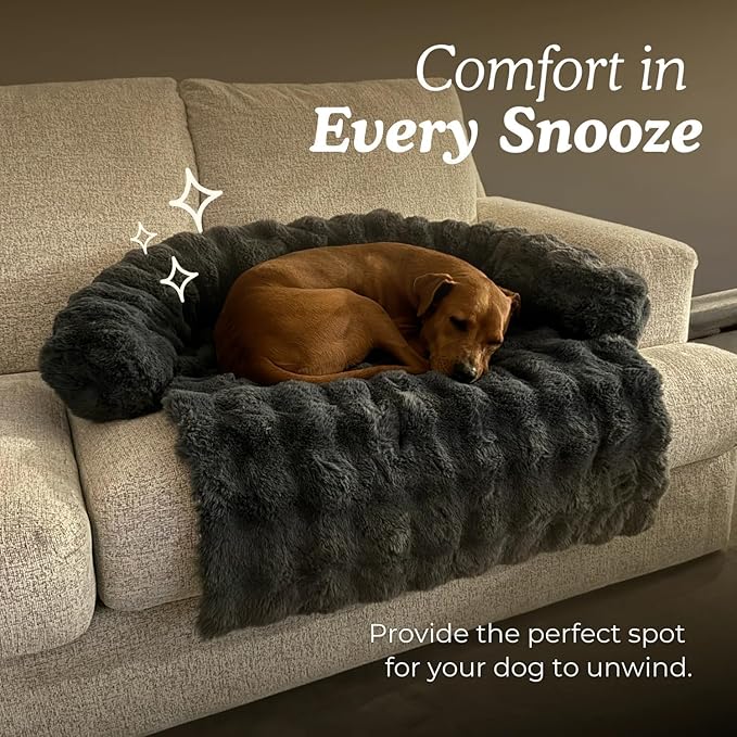 Cloud Pet Sofa Bed, Ultimate Comfort Warm Couch Cover with Fluffy Plush, Anti-Slip Machine Washable Pet Bed Easy to Maintain for Furniture Protector (Black(29.5 * 29.5in))