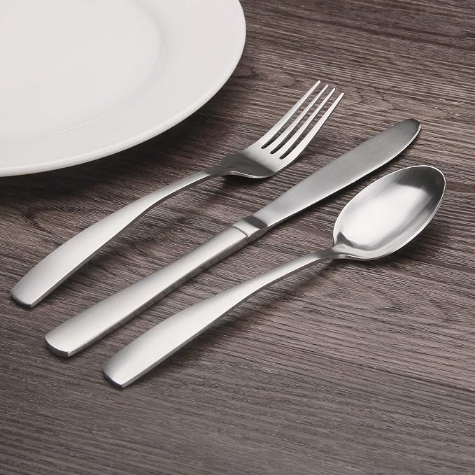 Matte Silverware Set, Bysta 20-Piece Stainless Steel Flatware Set, Kitchen