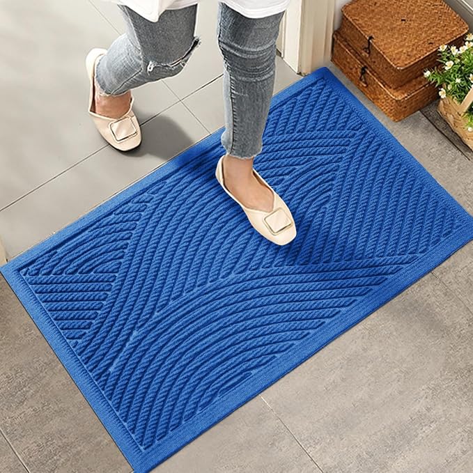HIYARD Sturdy Front Door Mat, Absorbent Muddy Dirt Resist Welcome Door Mats