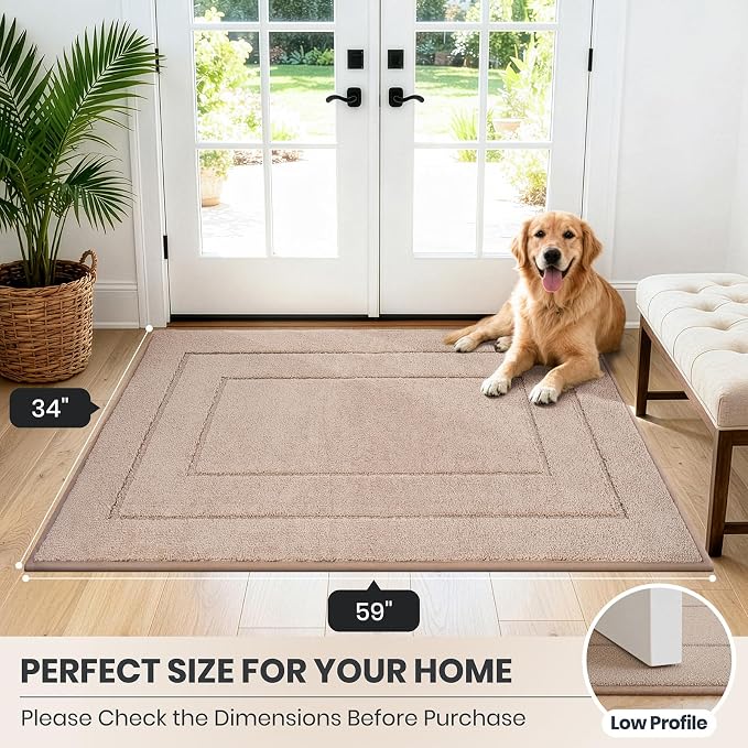 PURRUGS Dirt Trapping Door Mat 34" x 59", Non-Slip/Skid Machine Washable