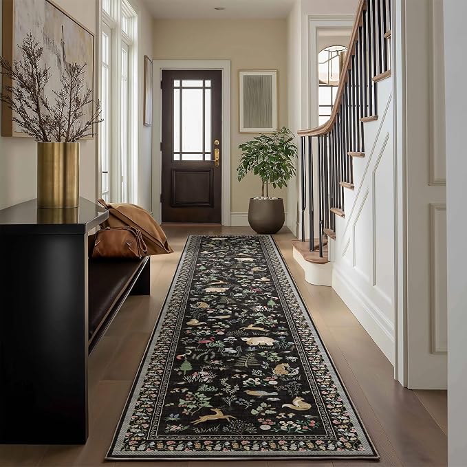 Machine Washable Kitchen Runner Rugs: 2'x10' Hallway Runner Non Slip Low Pile
