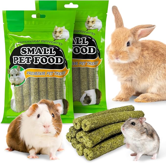 PINVNBY Timothy Hay Sticks Rabbit Chew Toys for Teeth Bunny Toys for Bunnies Boredom Hamster Molar Treats Snacks for Bunnies Chinchillas Guinea Pigs Hamsters and Other Small Animals (2PCS,7oz)