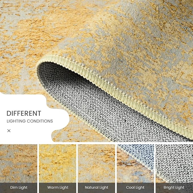 Ompaa Living Room Rug 6x9 Area Rug Washable Boho Carpet Non Slip Abstract