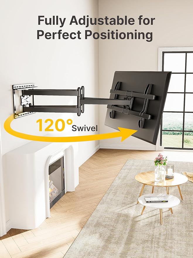 monTEK Long Arm TV Wall Mount for Most 43-90 Inch TVs, 42.5 Inch Long Extension TV Mount Swivel and Tilt, Full Motion Wall Mount Tv Bracket Fit Max VESA 800 x 400mm, Up to 132 lbs, 16”,18” Studs