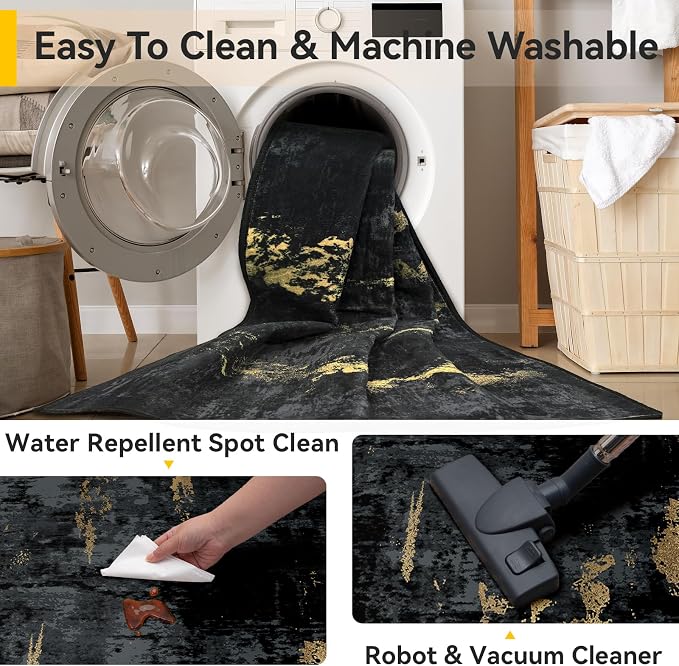 RELEANY Washable Area Rugs 3x7 Non-Slip Modern Abstract Soft