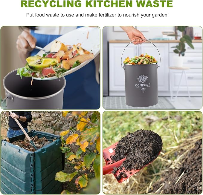Kitchen Countertop Compost Bin, Odor Resistant Indoor Compost Bin