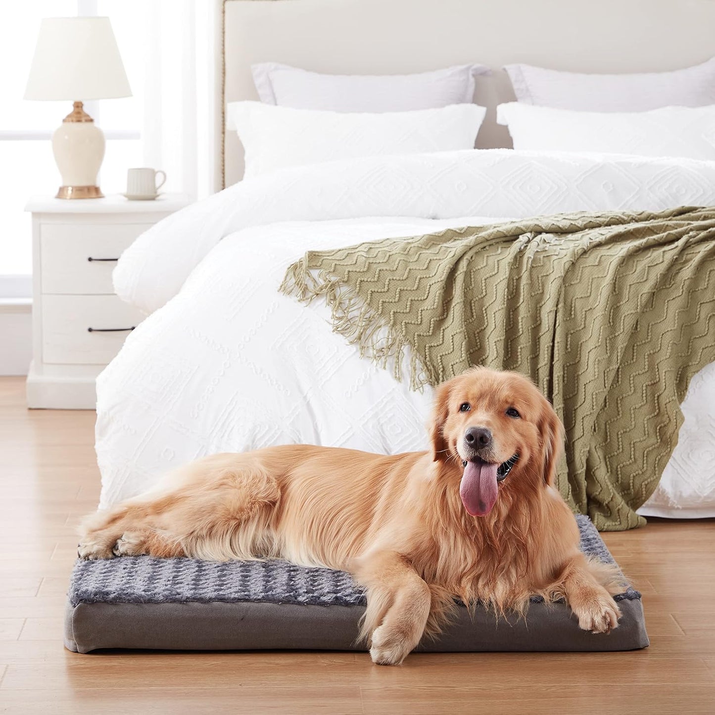 Orthopedic Memory Foam Dog Bed, Cooling Dog Beds for Extra Large Dogs -Waterproof Pet Bed for Crate with Removable Washable Cover, Ideal for Arthritic Dogs, XL(41inch,90Lbs)