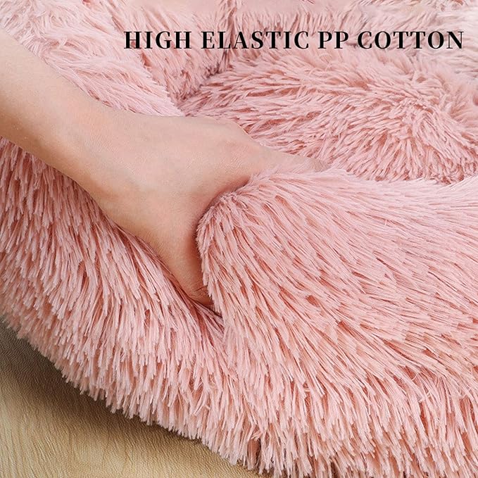 Warming Round Dog Bed for Small, Medium and Large Dogs & Cats, Short & Long Plush Pet Bed, Luxurious Faux Fur Donut Cuddler, Bolster Pet Bed & Sofa, Machine Washable 40CM 16Inch