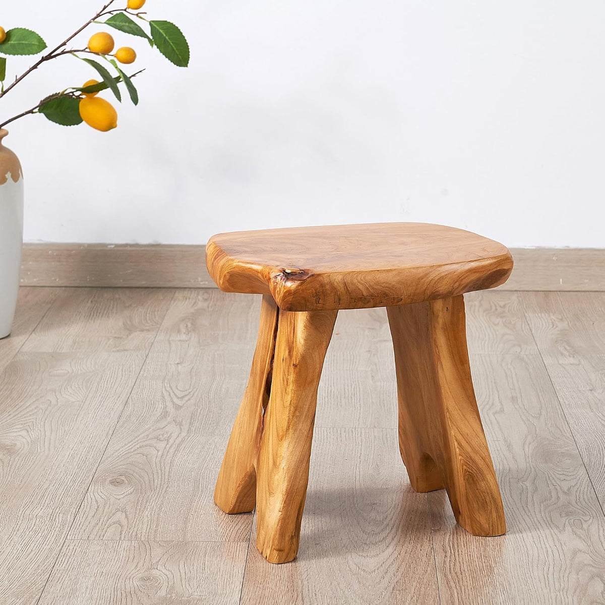 Natural Shape Stump Stool 12.5"x10"x12" Solid Wood Cedar Root End Table Rustic Plant Stand Live Edge Coffee Table Vintage Side Table Living Room Bedroom Accent Outdoor Garden Foot Stool