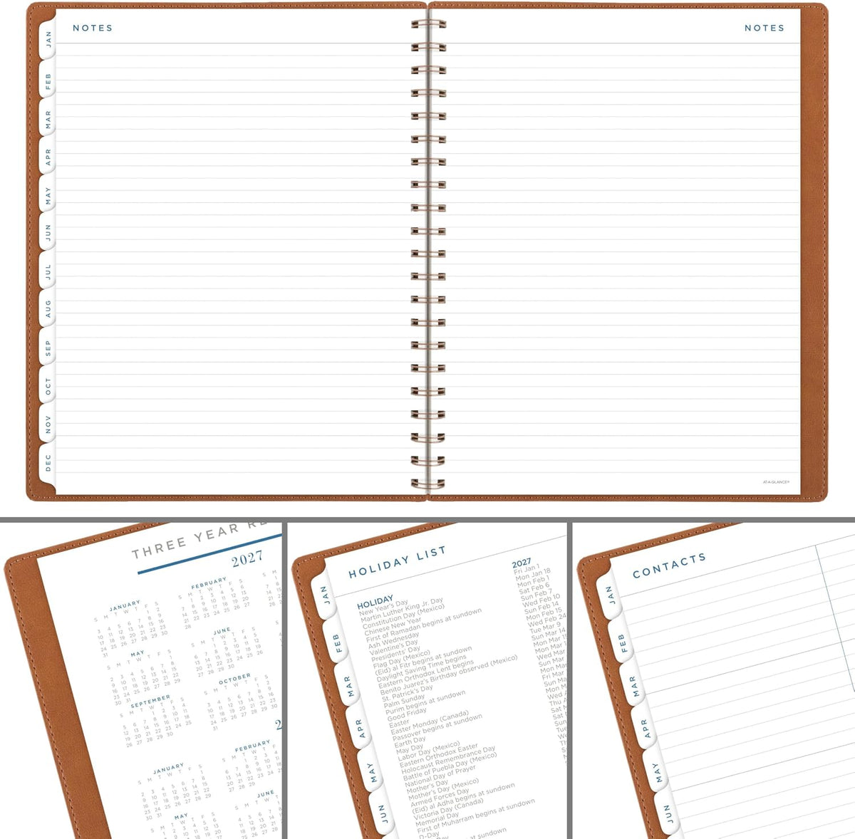 AT-A-GLANCE 2027 Planner, Weekly & Monthly, 13-Month Jan-Jan, 8.5" x 11", Signature, Distressed Brown (YP9050927)
