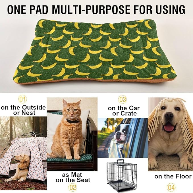 Banana Fruit Pet Bed Cute Dog Bed Mat Absorbing Non Slip Pad Pet Sleeping Mat for Small, Medium, and Large Dogs Puppy Cat 24 in x 18 in