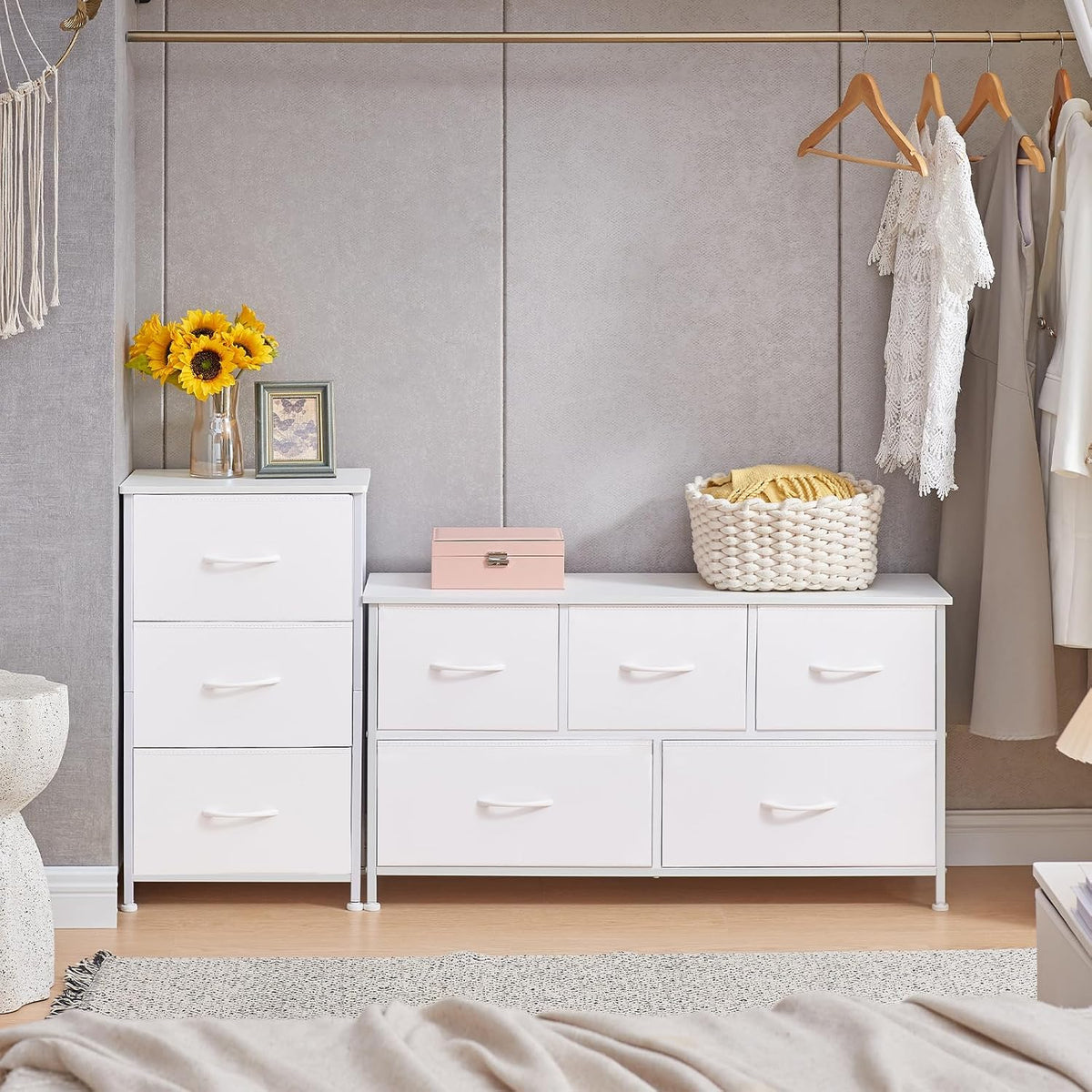 Somdot Small Dresser for Bedroom, 3 Drawer Storage Cabinet, White