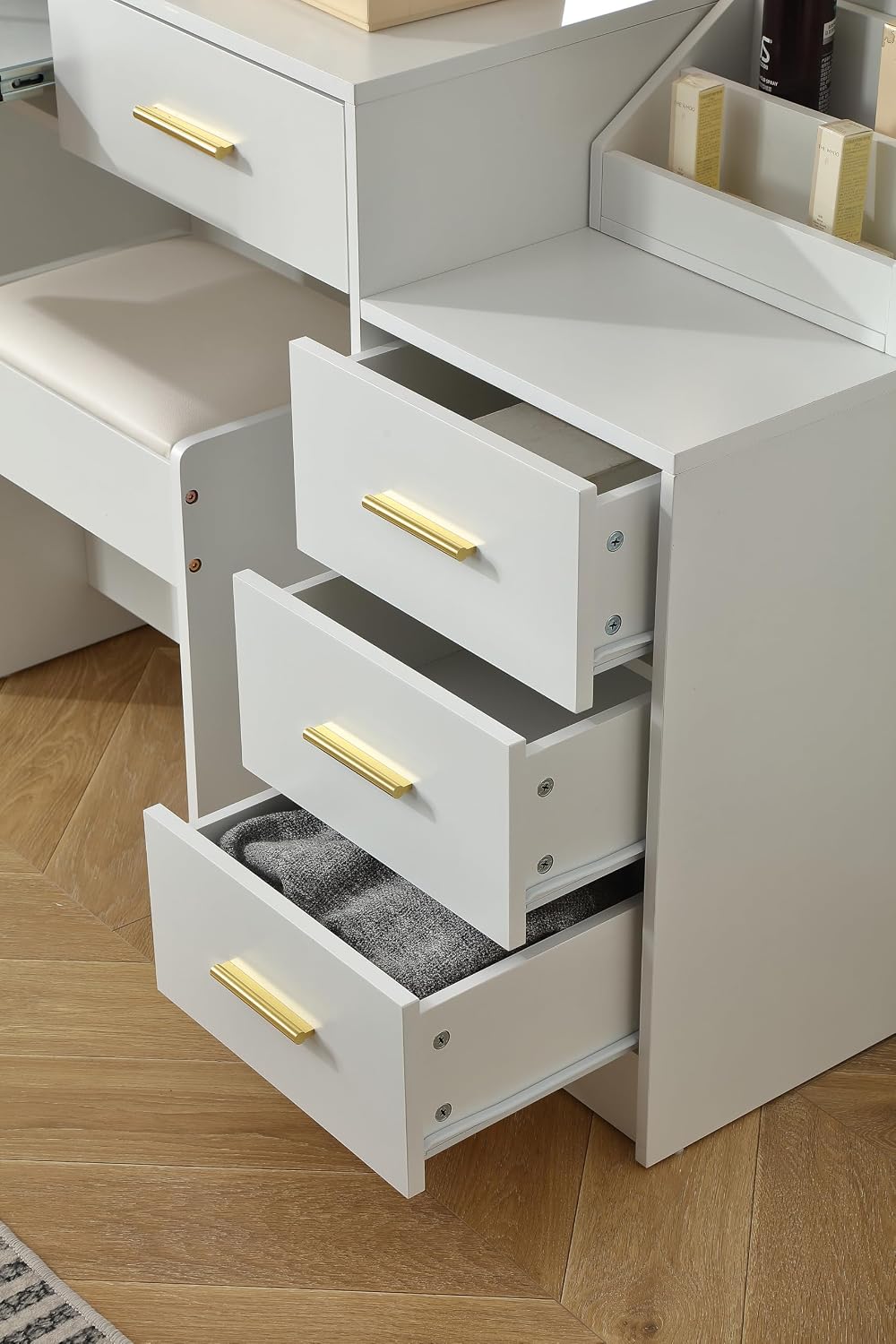 FOREST GRAVITY 55.1'' Extra Large Makeup Vanity Desk with Folding Up Mirror