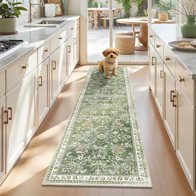 Yamaziot Washable Runner Rug 2x7 – Non Slip Boho Floral Hallway Runner Rug
