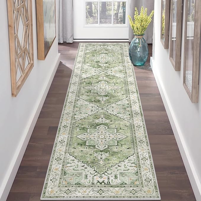 Yamaziot Washable Runner Rug, 2x8 Non-Slip Boho Vintage Hallway Rug Runner