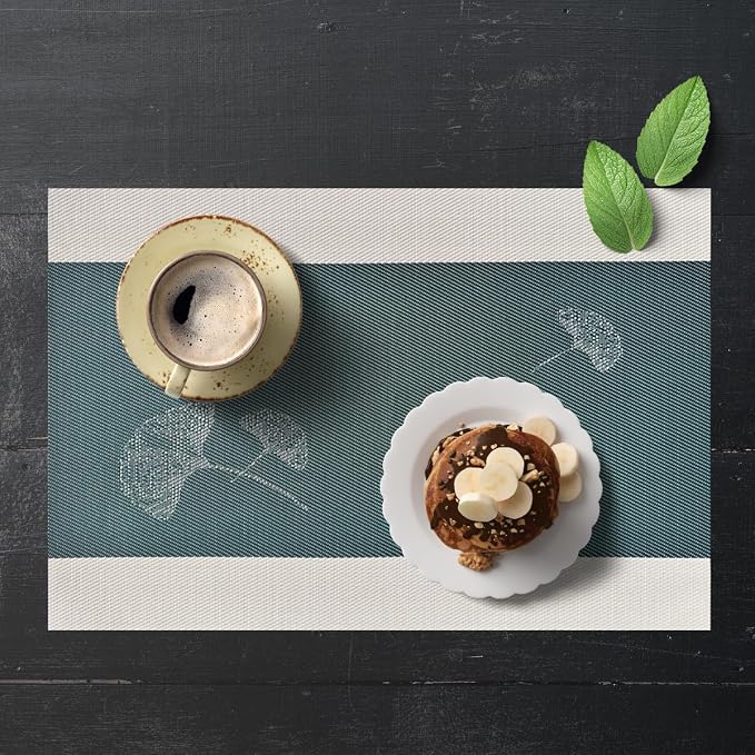 PIGCHCY Ginkgo Placemats Set of 4, Non-Slip Placemats Easy to Wipe Clean