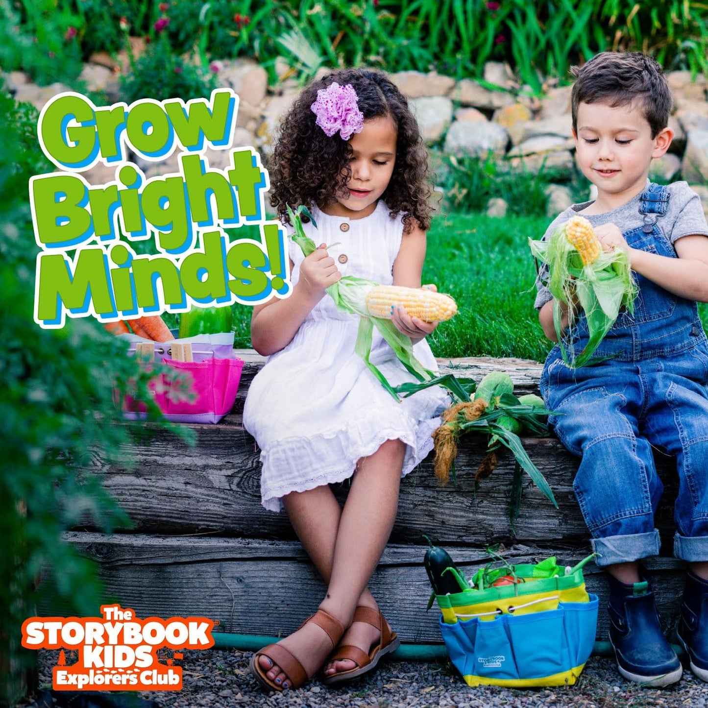 Matching Board Book - Green Kids Gardening Tools Set Includes Sturdy Tote Bag, Watering Can, Shovel, Rake, and Trowel - Garden Storybook - Kids Garden Tools- Easter Gifts for Toddler Age on up.