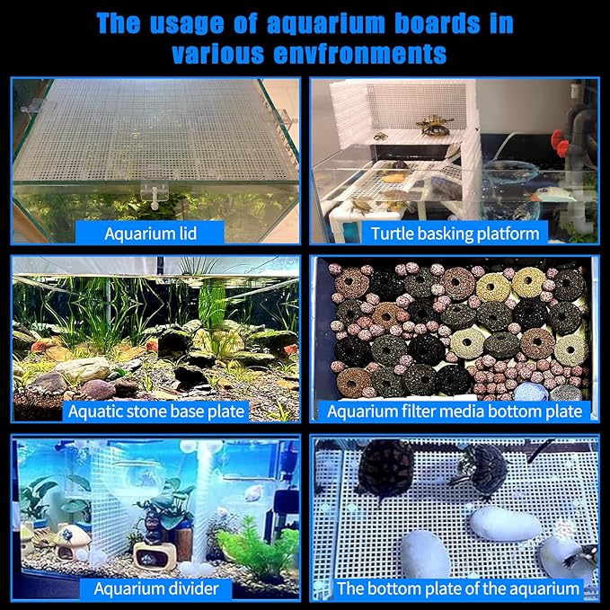Plastic Egg Crate Grip Panel Fish Tank Divider Aquarium Divider Filter Bottom Fish Tank Isolation Board Egg Crate Tray (White, 12pcs 11.8X5.9 Inch with 0.15 Inch Hole)