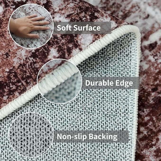 3x10 Washable Runner Rugs for Hallway: Easy-to-Clean Abstract Runners for