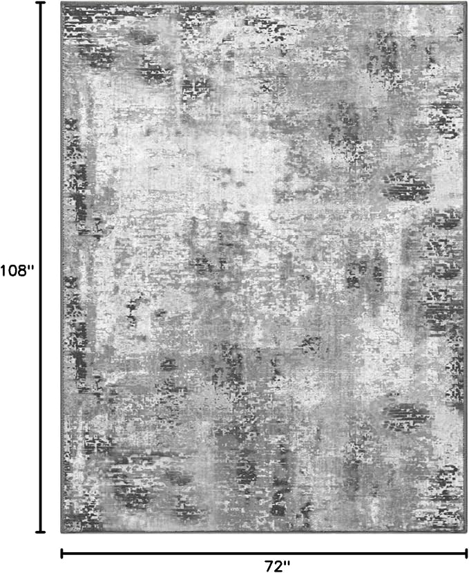 Living Room Rug 6x9 Gray Area Rug Machine Washable Boho Carpet Non Slip