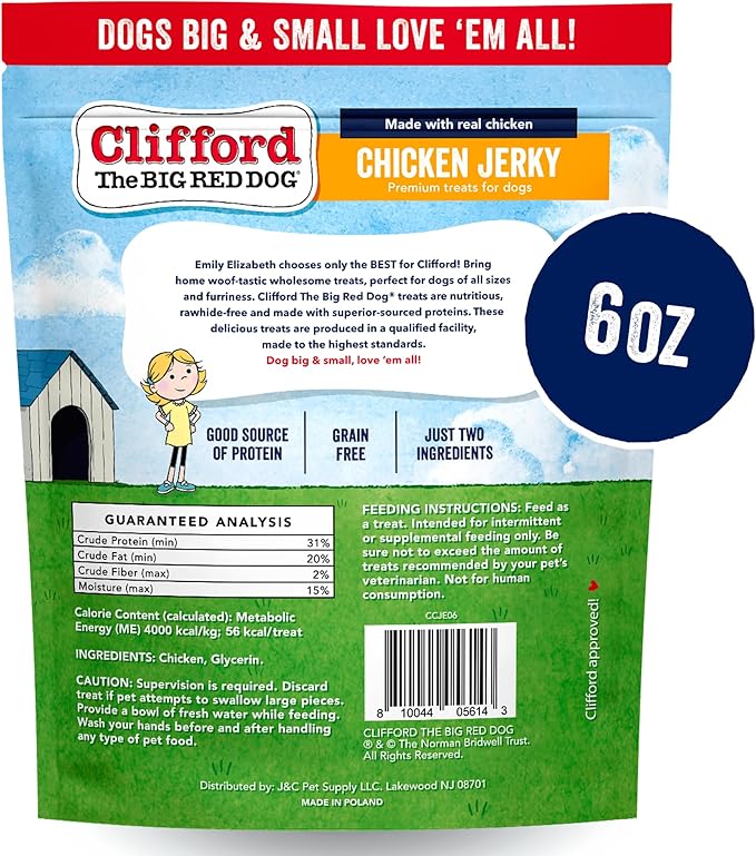 Chicken Jerky Dog Treat Chicken Strips Dog Jerky Treats for Dogs Canine Snacks Natural Canine high Protein Grain Free Snacks for Small and Large Dogs 6 oz