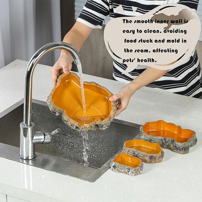 IBWell 7 Inch Reptile Food Dish Escape Proof Reptile Feeding Dish Resin Reptile Water Food Bowl for Bearded Dragon Chameleon Frog Snake Turtle Leopard Gecko