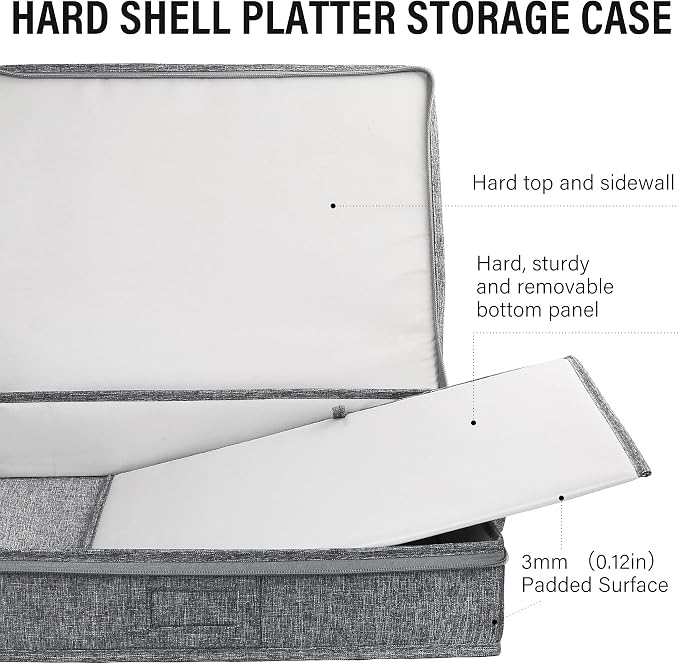 LotFancy Platter Storage Case, Hard Shell, China Storage Container