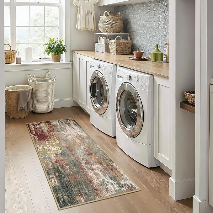 RELEANY Washable Area Rugs 2'x5' Non-Slip Modern Abstract Soft