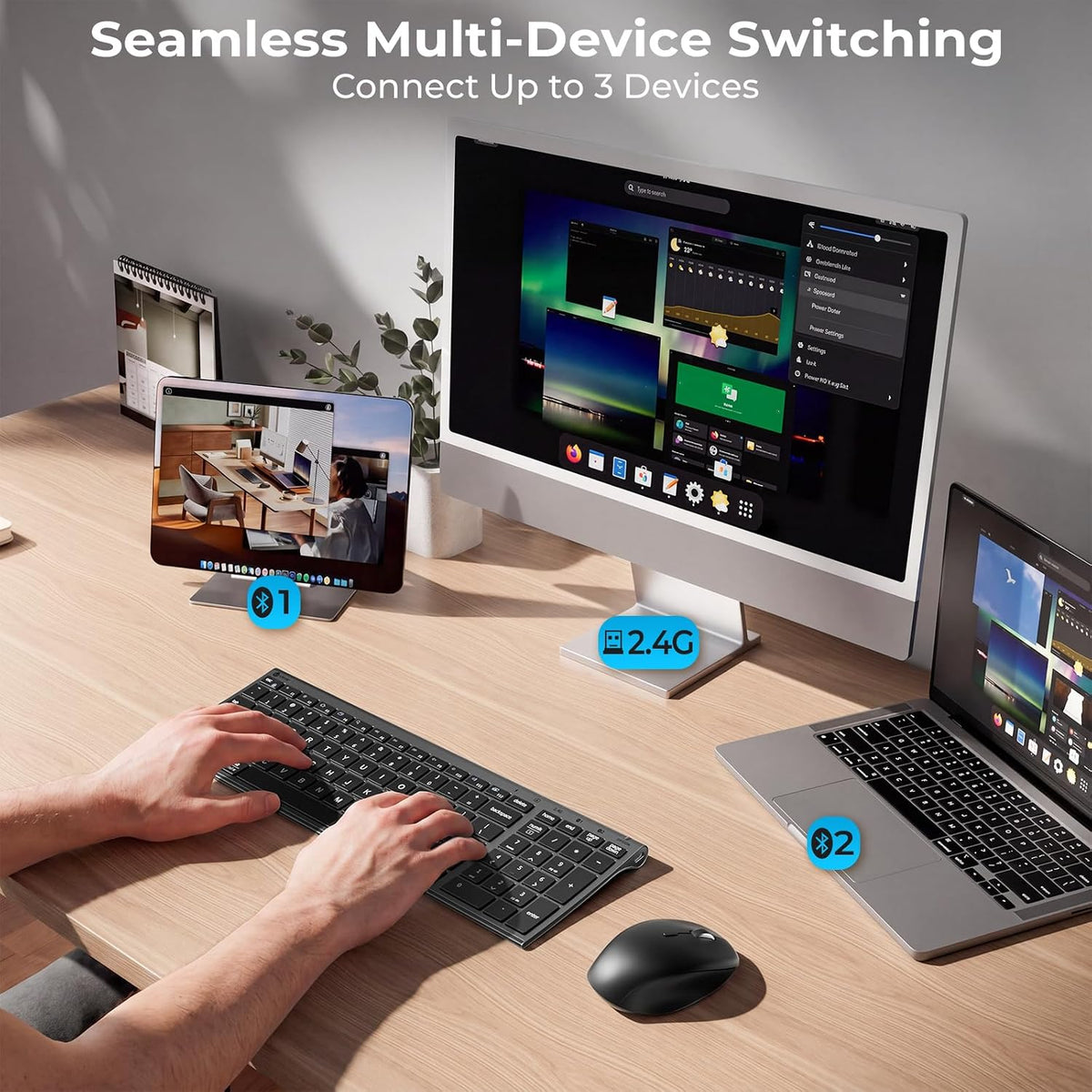 iClever DK05 Bluetooth Wireless Keyboard and Mouse Combo, Space Gray