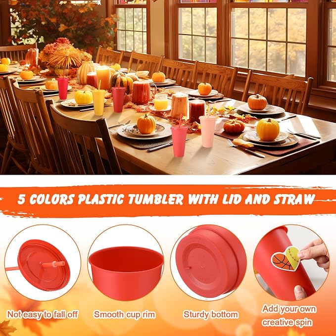 Honeydak 30 Pack Tumbler with Straw and Lid Bulk Cups