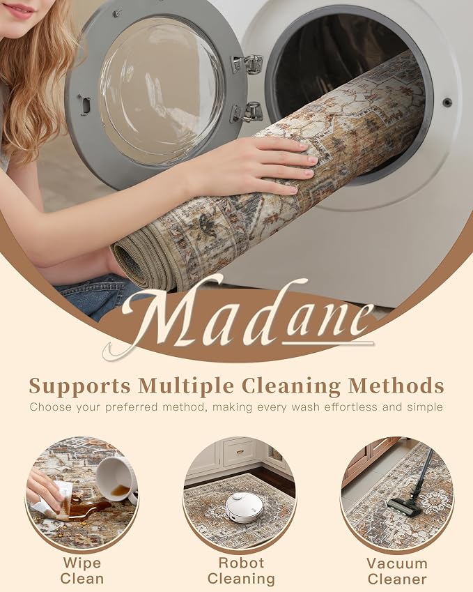 Madane Hallway Rug 3x10, Kitchen Rugs Washable Entryway Rug Vintage Kitchen