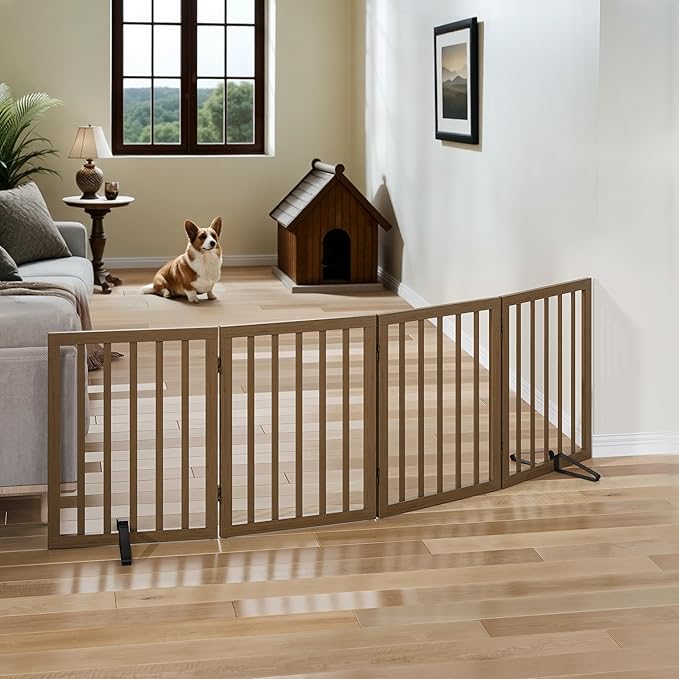 Dog Gate for Stairs,Foldable Dog Gate for Indoor Doorways House,Freestanding Pet Gates for Dogs,Doogie Puppy Fence Gate