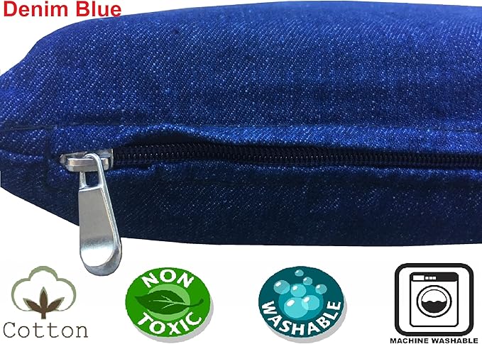 Dogbed4less Shredded Memory Foam Pillow Dog Bed with Waterproof Liner and Machine Washable Cover (Blue Denim, Medium 36"X29")