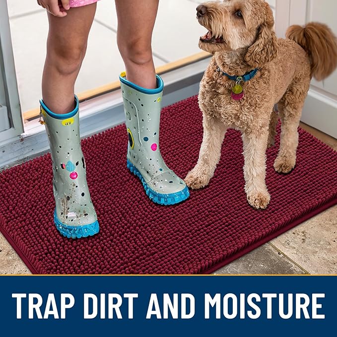 Smiry Dog Door Mat for Muddy Paws 59x24, Absorbent Dirt Trapper, Non-Slip