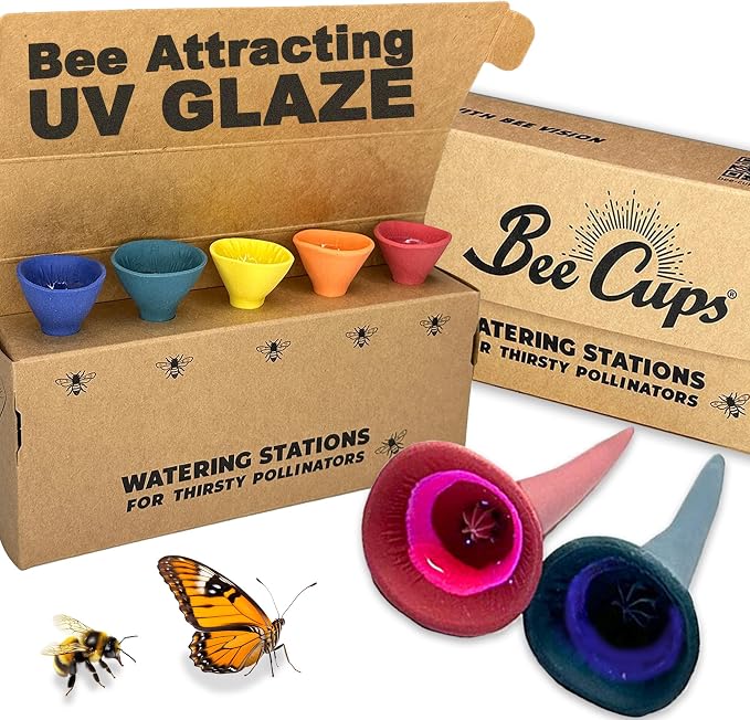 5 Pack, Bee Watering Station, 100% Handmade Porcelain, Bee and Butterfly Feeder