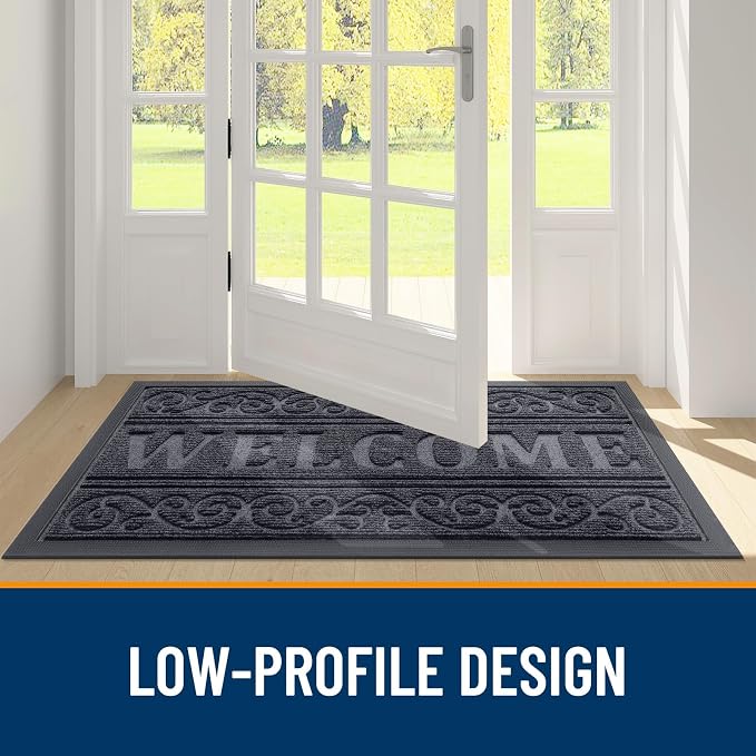 OLANLY Welcome Door Mat Indoor Outdoor Entrance, Heavy Duty Sturdy Front Door