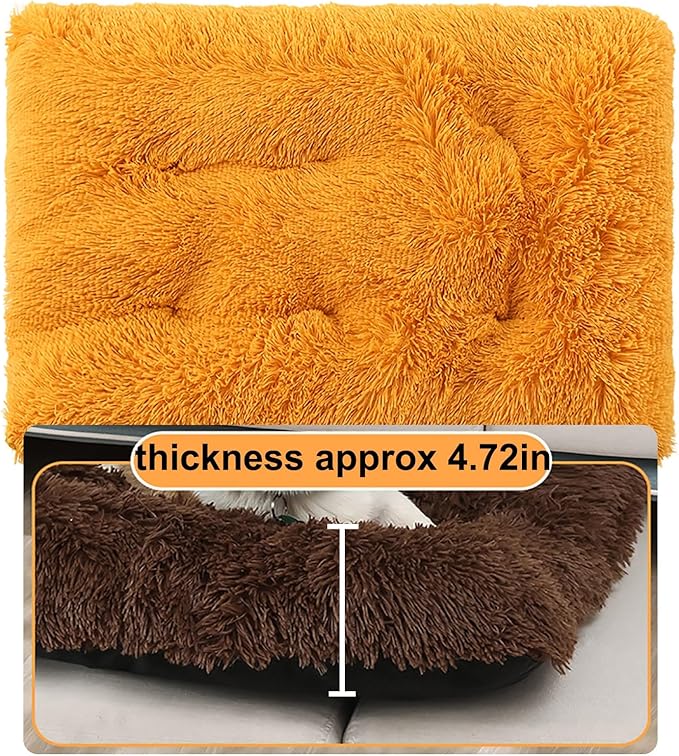 Dog Crate Mat, Dog Bed for Large Dogs, Comfy Fluffy Kennel Pad Anti-Slip for Dog beds & Furniture, Quilted Dog Bed for Pets for Medium/Small Dogs Cats (Color : Yellow, Size : 30x21)