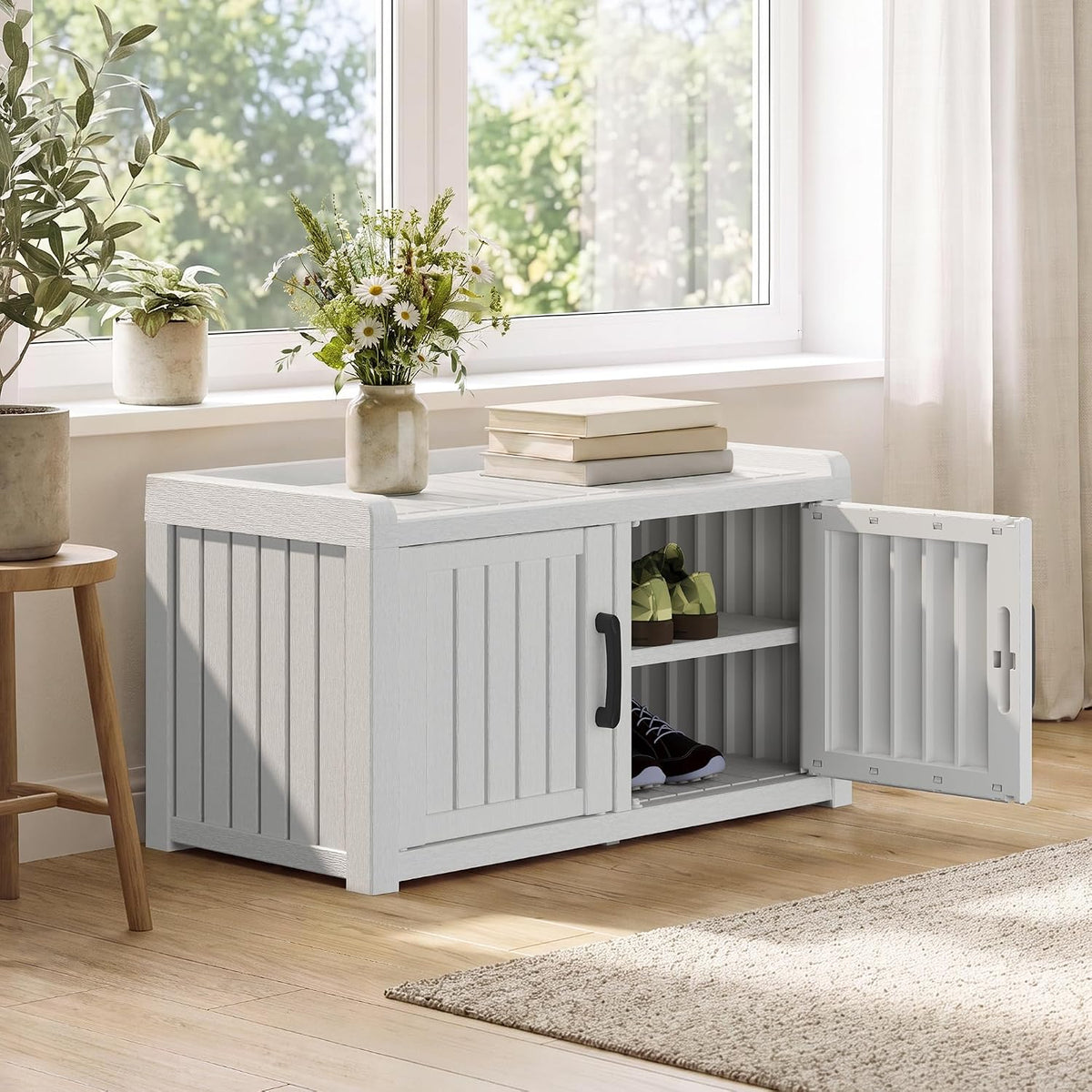 KAMABOKO Outdoor Shoe Storage Cabinet, White