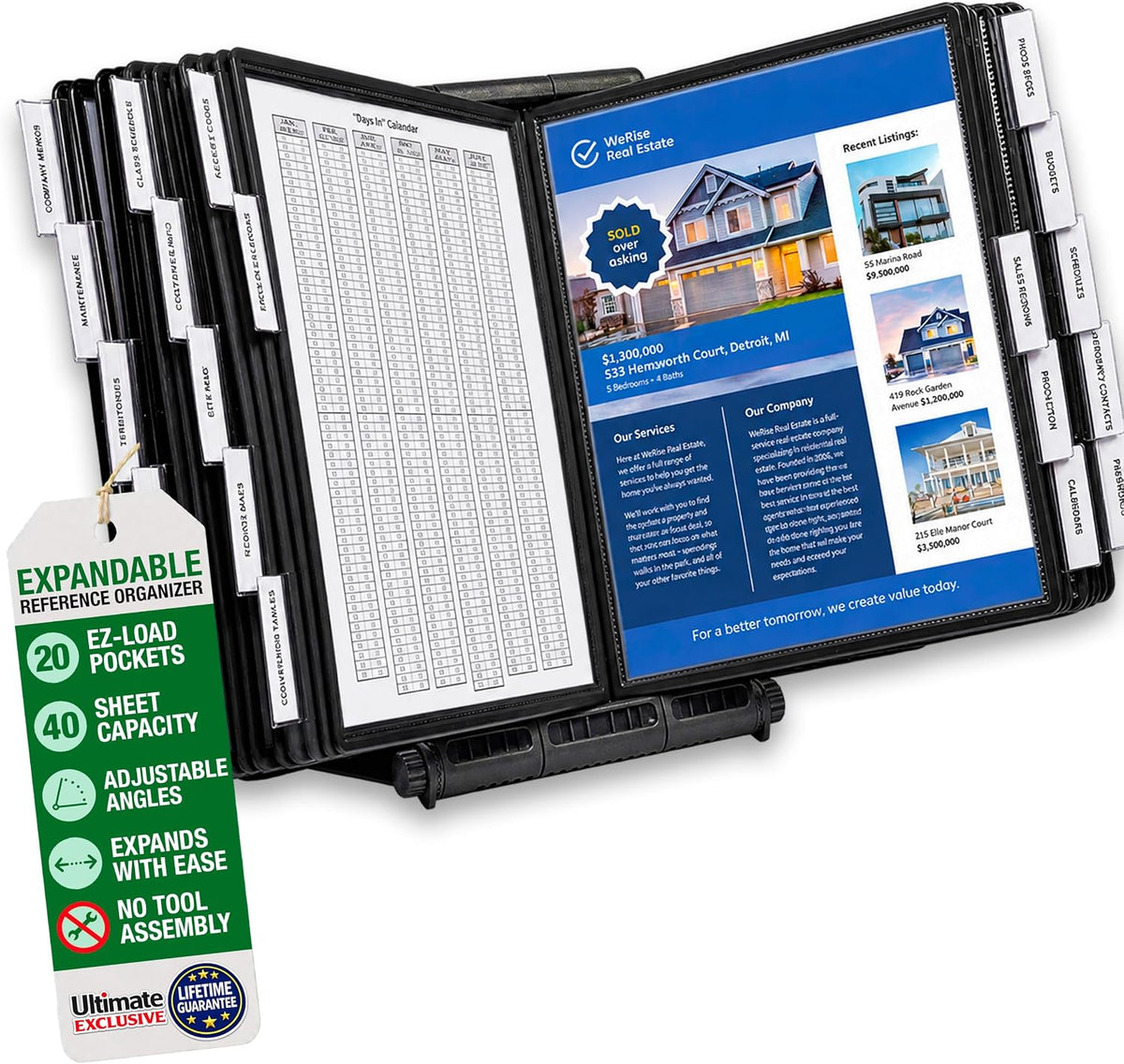 Ultimate Office AdjustaView Expandable Desk Reference Display Organizer 20B